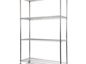 Alera Complete Wire Shelving Unit with Casters, Four-Shelf, 48" x 18" x 72", Silver