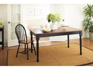 Better Homes and Gardens Autumn Lane Farmhouse Dining Table, Black and Oak