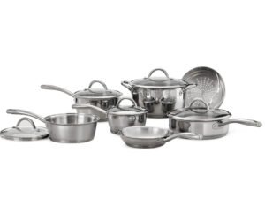 Tramontina Gourmet Stainless Steel Tri-Ply Base Cookware Set, 12 Piece