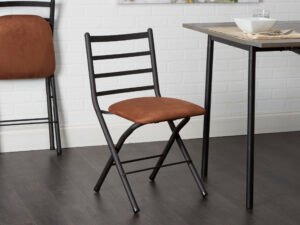 Mainstays Two-Tone Ladder Back Folding Chair with Microfiber Seat, 4-Pack