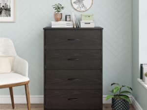 Mainstays Classic 4 Drawer Dresser, Black Oak Finish