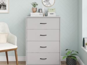 Mainstays Classic 4 Drawer Dresser, Dove Gray Finish