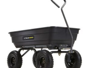 Gorilla Carts GOR4PS Poly Garden Dump Cart w/ Steel Frame and Pneumatic Tires - Black
