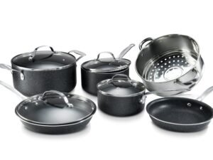 Granite Stone 10-Piece Nonstick Pots and Pans Cookware Set, Ultimate Durability And Nonstick with Mineral & Diamond Triple Coated