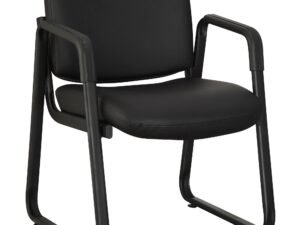 Lorell Black Leather Guest Reception Waiting Room Chair