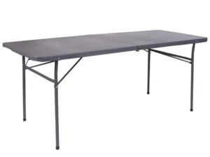 Flash Furniture 30''W x 72''L Bi-Fold Dark Gray Plastic Folding Table with Carrying Handle