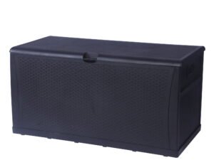 KARMAS PRODUCT Patio Deck Box Storage Container Outdoor Rattan Style Plastic Storage Cabinet Bench Box, Lockable,Large Capacity 120-Gallon