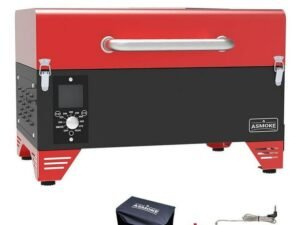 ASMOKE Portable 256 Sq In Wood Pellet Grill & Smoker w/ Starter Kit, Red