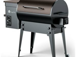 KingChii Wood Pellet Grill & Smoker 341 sq.in., 8-in-1 Multifunctional BBQ Grill with Automatic temperature control for Outdoor Cooking, Foldable Table Legs