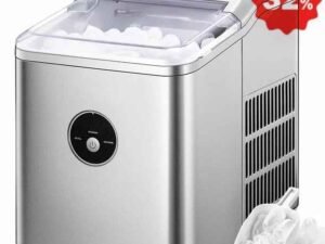 Ice Maker Countertop, 28 lbs Ice In 24 Hrs, 9 Ice Cubes Ready In 5 Minutes, Portable Ice Machine 2L With Led Display Perfect for Parties Mixed Drinks, Ice Scoop & Basket (Silver)