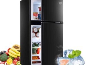 3.5Cu.ft Compact Refrigerator, Krib Bling Fridge with Dual Door Small Refrigerator with Freezer, Black
