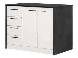 South Shore Myro, Contemporary Kitchen Island, Faux Black Stone and White