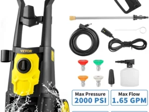 VEVOR Electric Pressure Washer, 2000 PSI, Max. 1.65 GPM Power Washer w/ 30 ft Hose, 5 Quick Connect Nozzles, Foam Cannon, Portable to Clean Patios, Cars, Fences, Driveways, ETL Listed