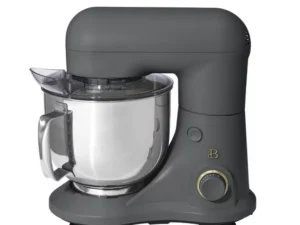 Beautiful 5.3QT Capacity Lightweight & Powerful Tilt-Head Stand Mixer, Oyster Grey by Drew Barrymore