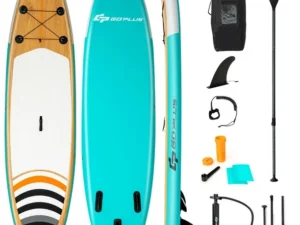 Costway Go plus 111 Ft. Inflatable Stand Up Paddle Surfboard W Bag Aluminum Paddle Pump