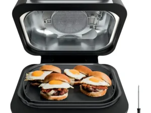 Restored Ninja IG651 Foodi Smart XL Pro 7in1 Indoor Grill/Griddle Combo, with Griddle, Air Fry, Dehydrate & More, Pro Power Grate, Flat Top Griddle, Crisper, Smart Thermometer, Black (Refurbished)